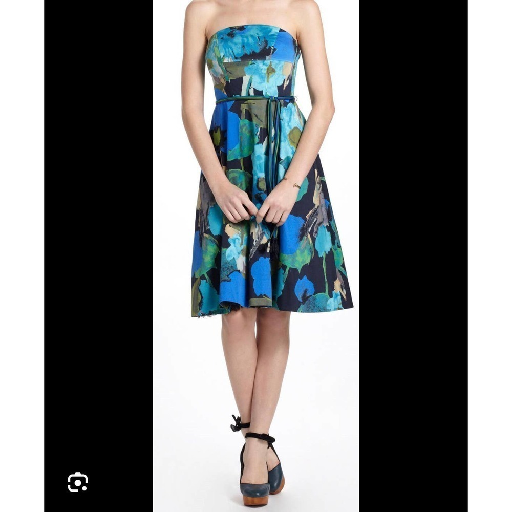 Anthropologie Vanessa Virginia Womens Shadeflower Strapless Dress US size 8 NEW